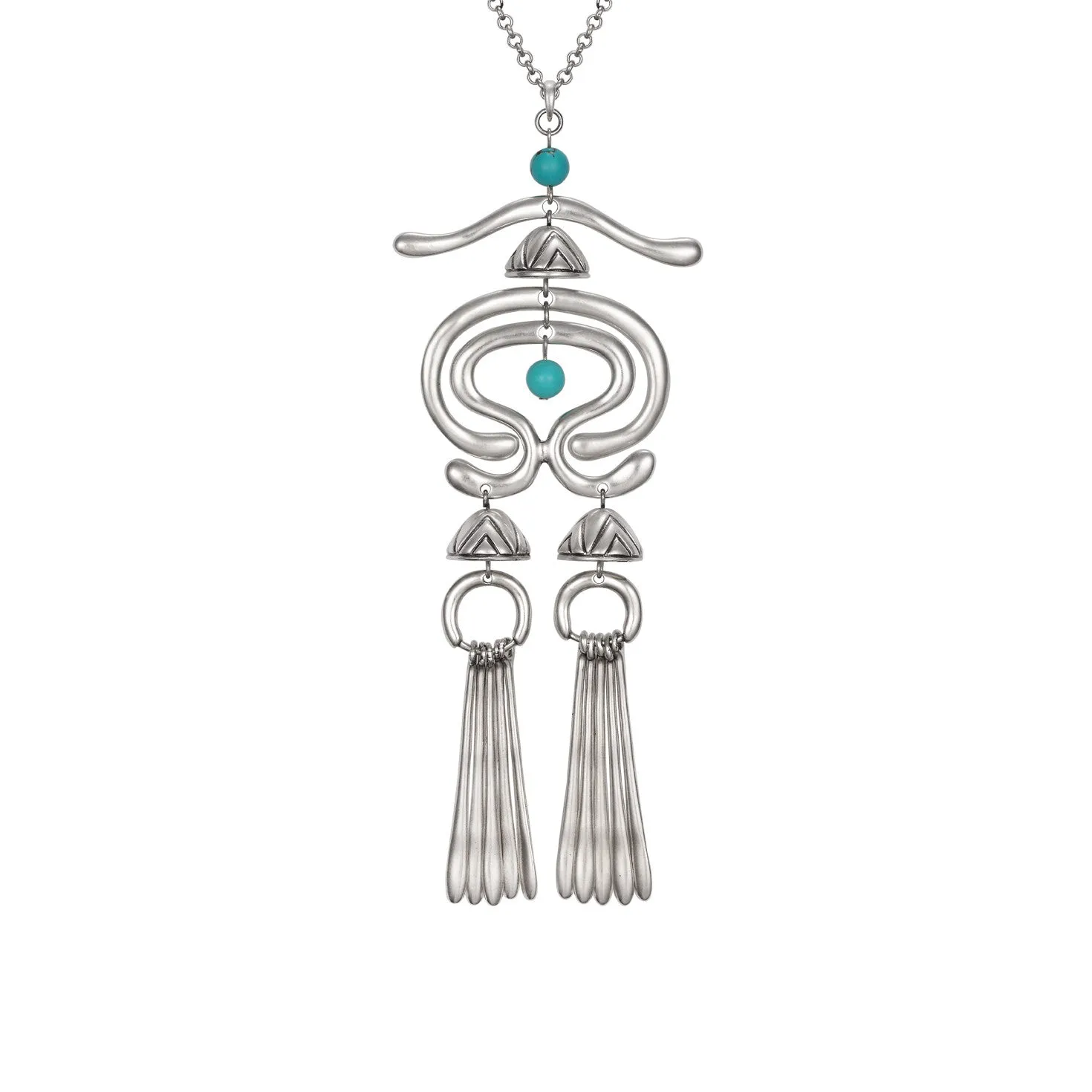 Haight Necklace - Silver/Turquoise Beads