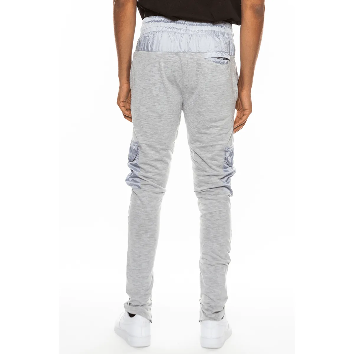 Heathered Cotton Blend Joggers - Grey