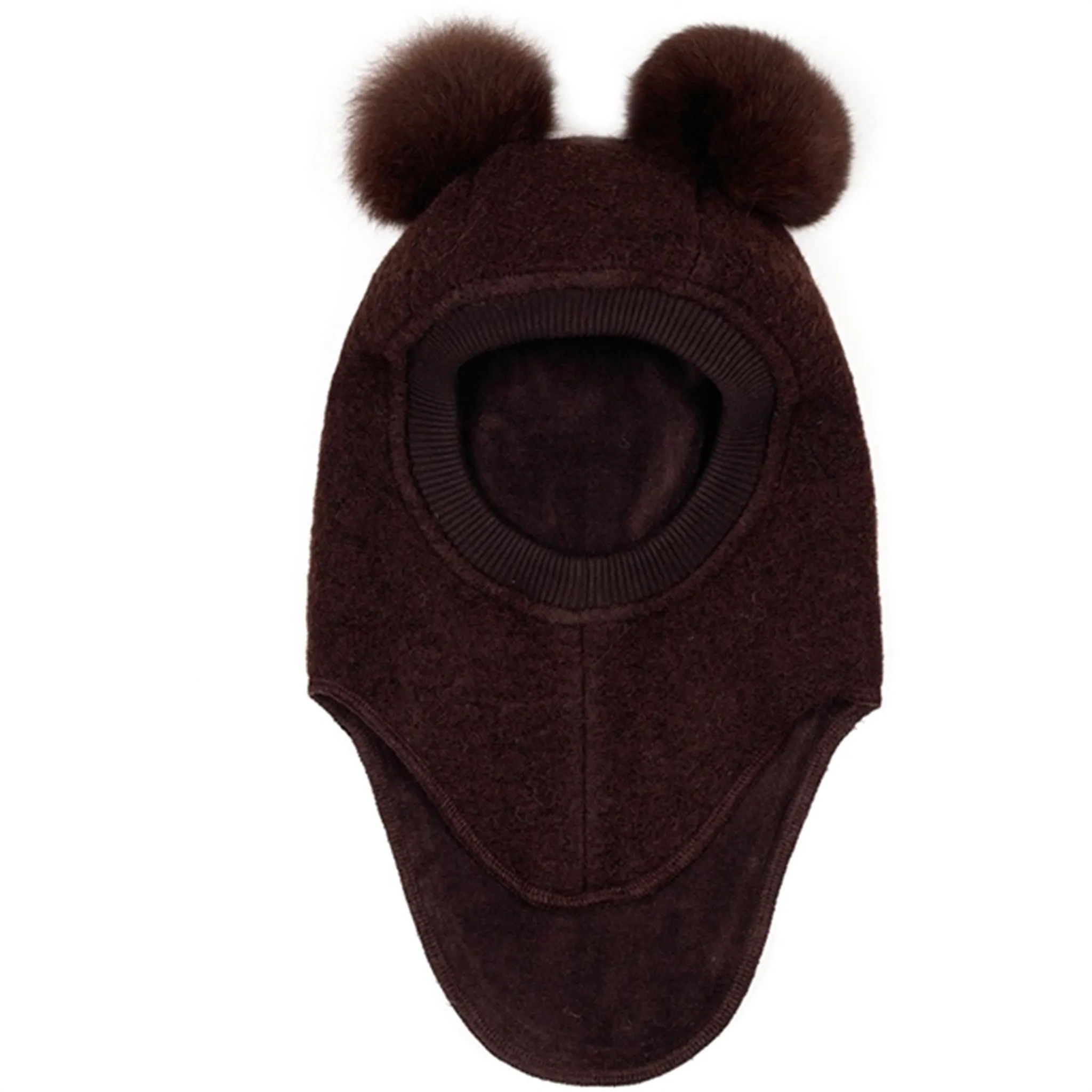 Huttelihut Balaclava w. Alpaca Pompoms Big Bear Brown