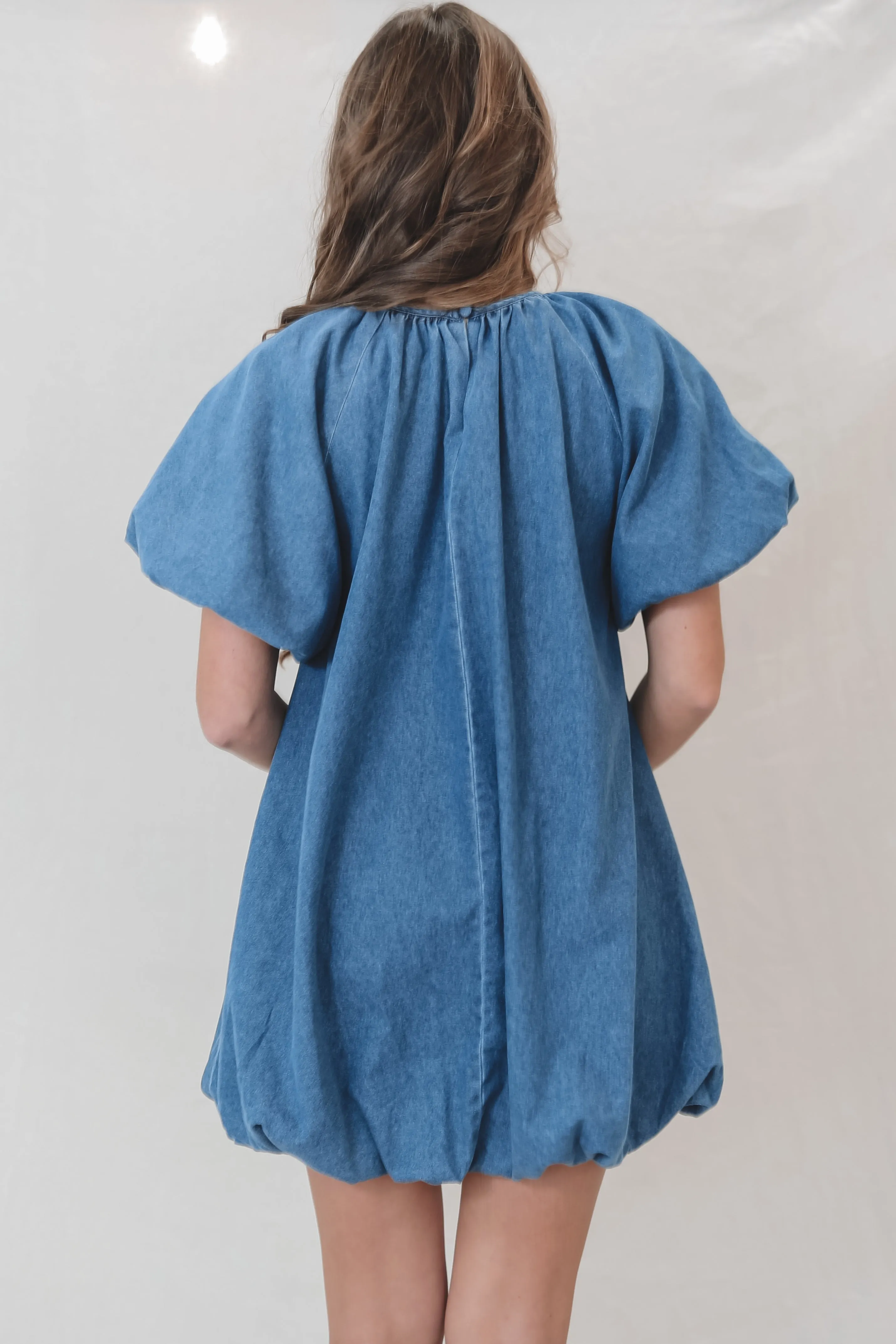 If You Say So Short Sleeve Denim Babydoll Dress