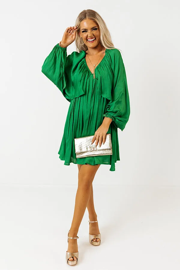 Impeccably Dressed Satin Dress In Kelly Green