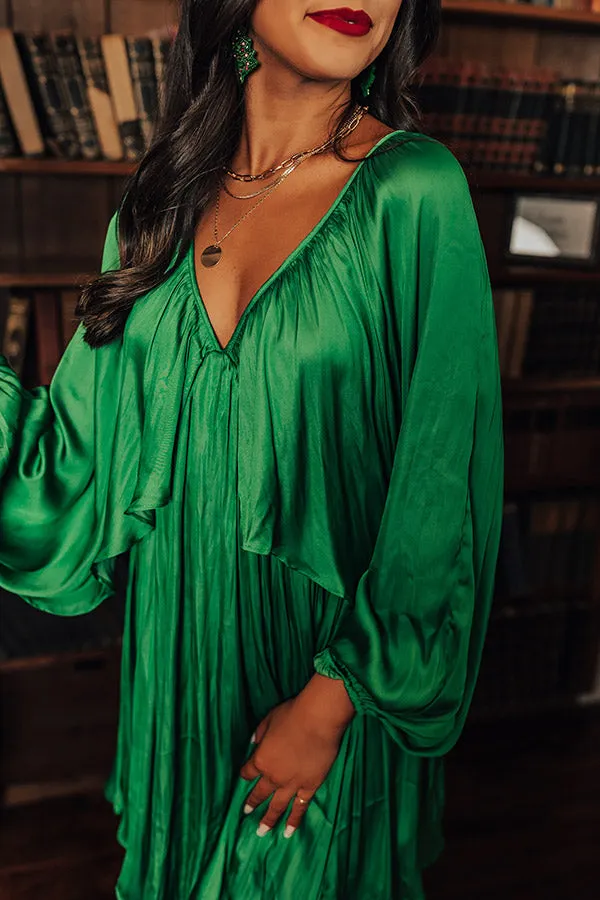 Impeccably Dressed Satin Dress In Kelly Green