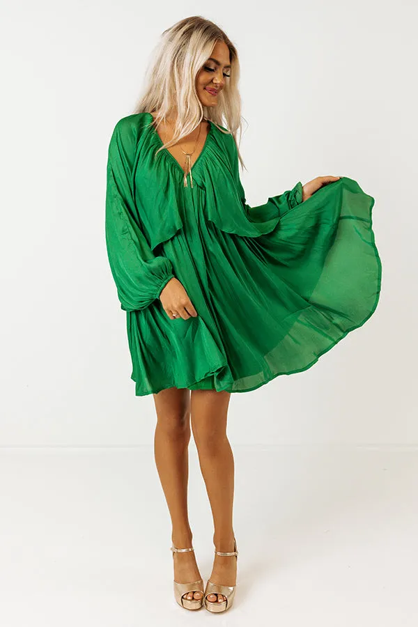 Impeccably Dressed Satin Dress In Kelly Green