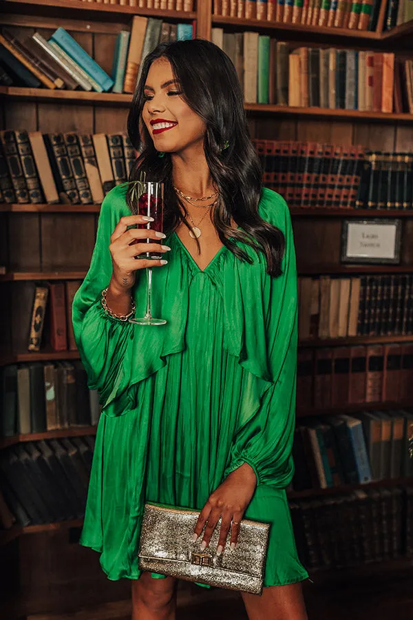 Impeccably Dressed Satin Dress In Kelly Green