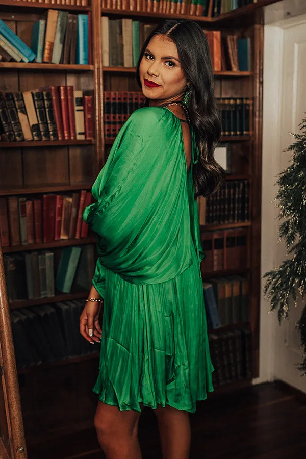 Impeccably Dressed Satin Dress In Kelly Green