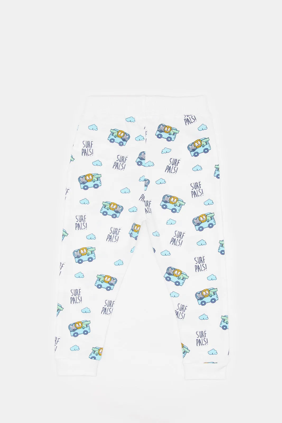 Infant Boys White Printed Joggers