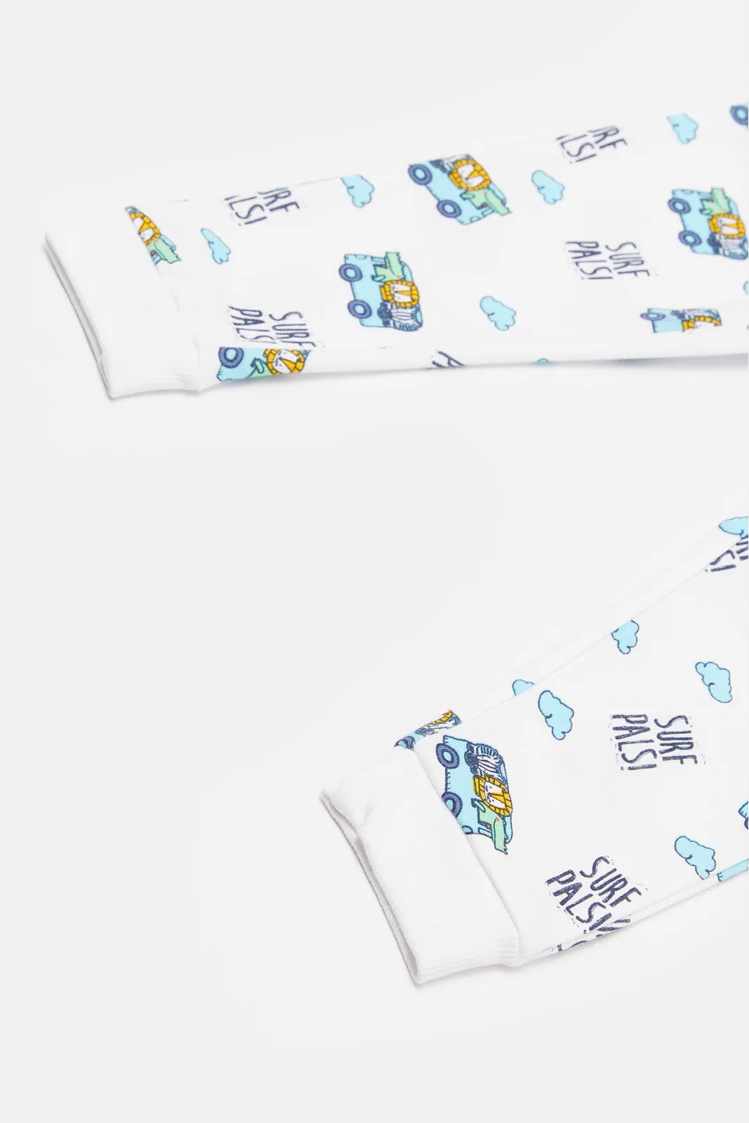 Infant Boys White Printed Joggers