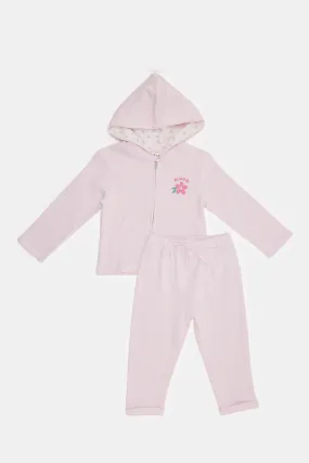 Infant Girls Ivory Hooded Jog Set (2 Piece)