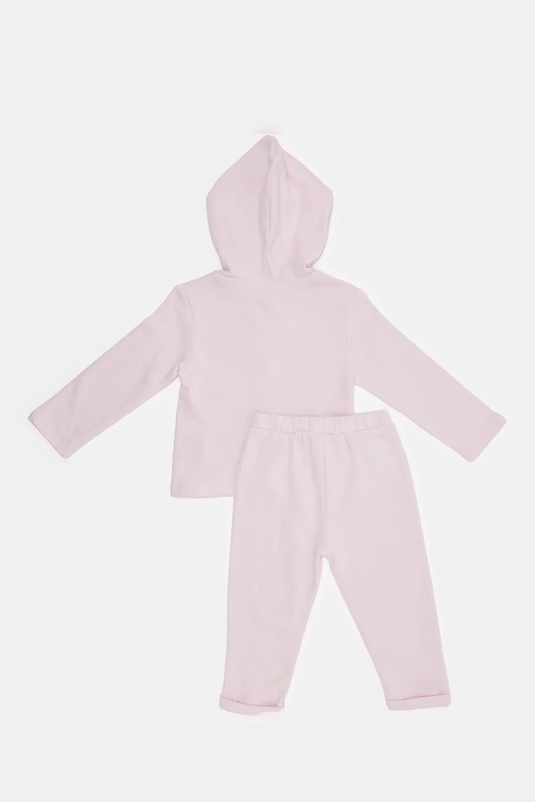 Infant Girls Ivory Hooded Jog Set (2 Piece)