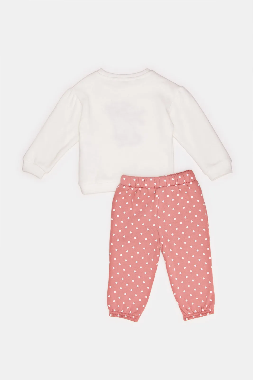 Infant Girls Pink And Ivory Jog Set (2 Piece)