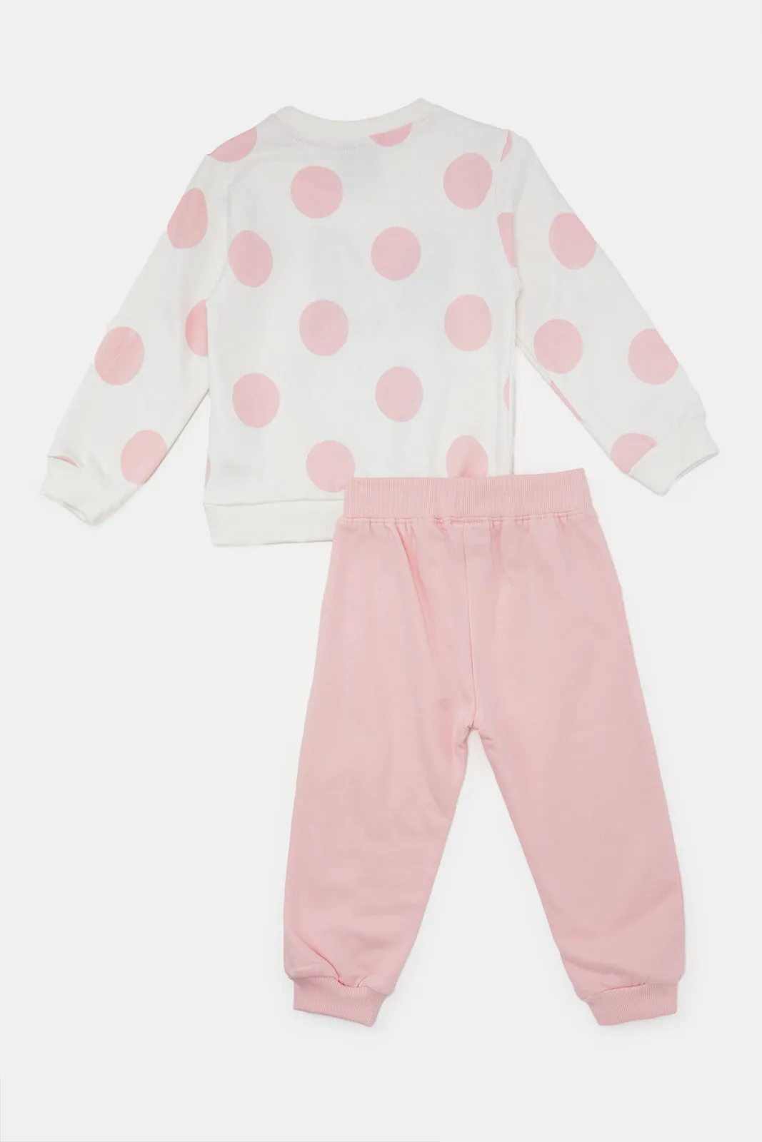 Infant Girls Pink And White Daisy Jogger Set (2 Piece)