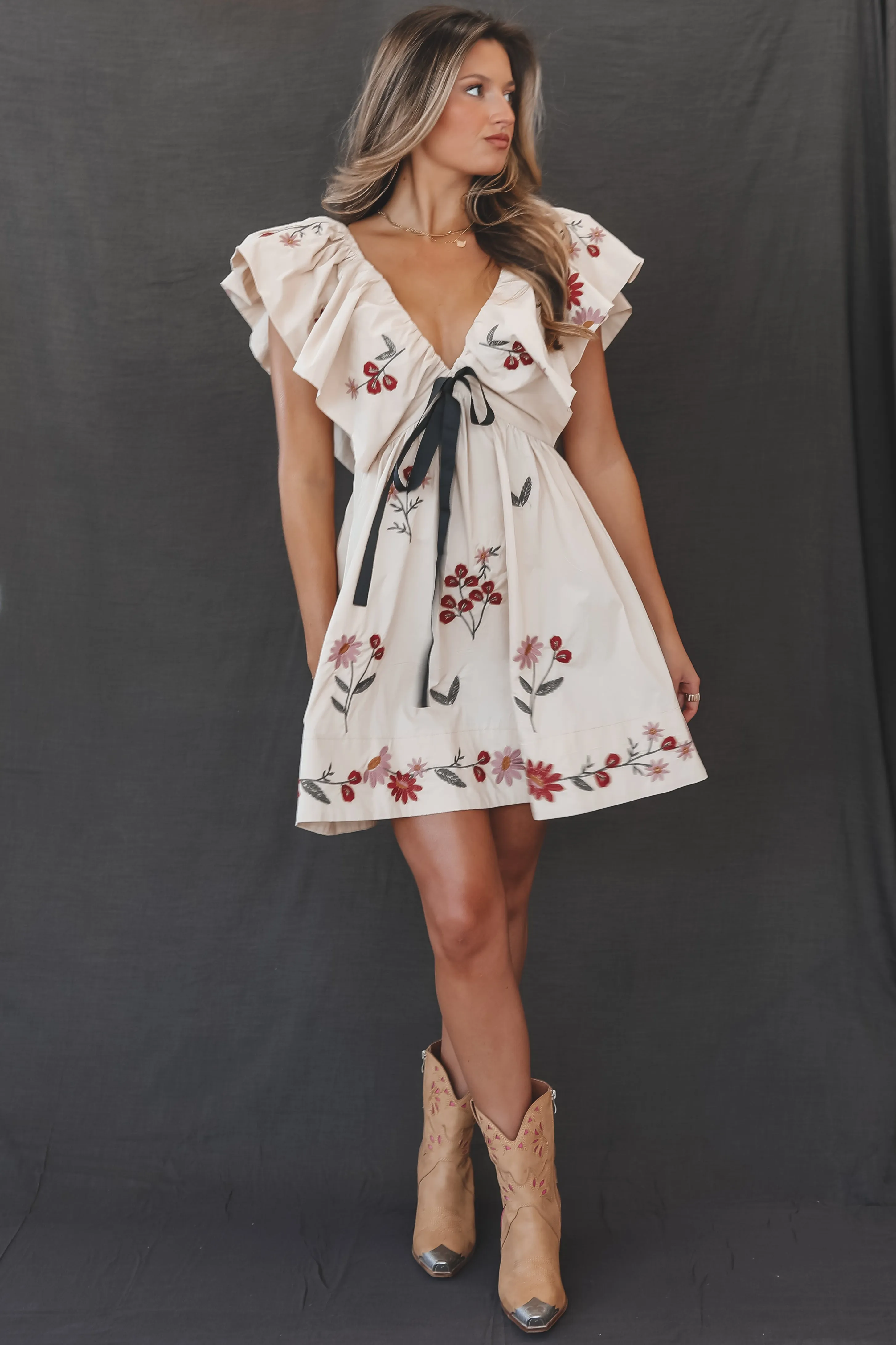 It’s A Girl Thing Floral Embroidered Babydoll Dress