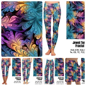 Jewel Tone Fractal capris with pockets