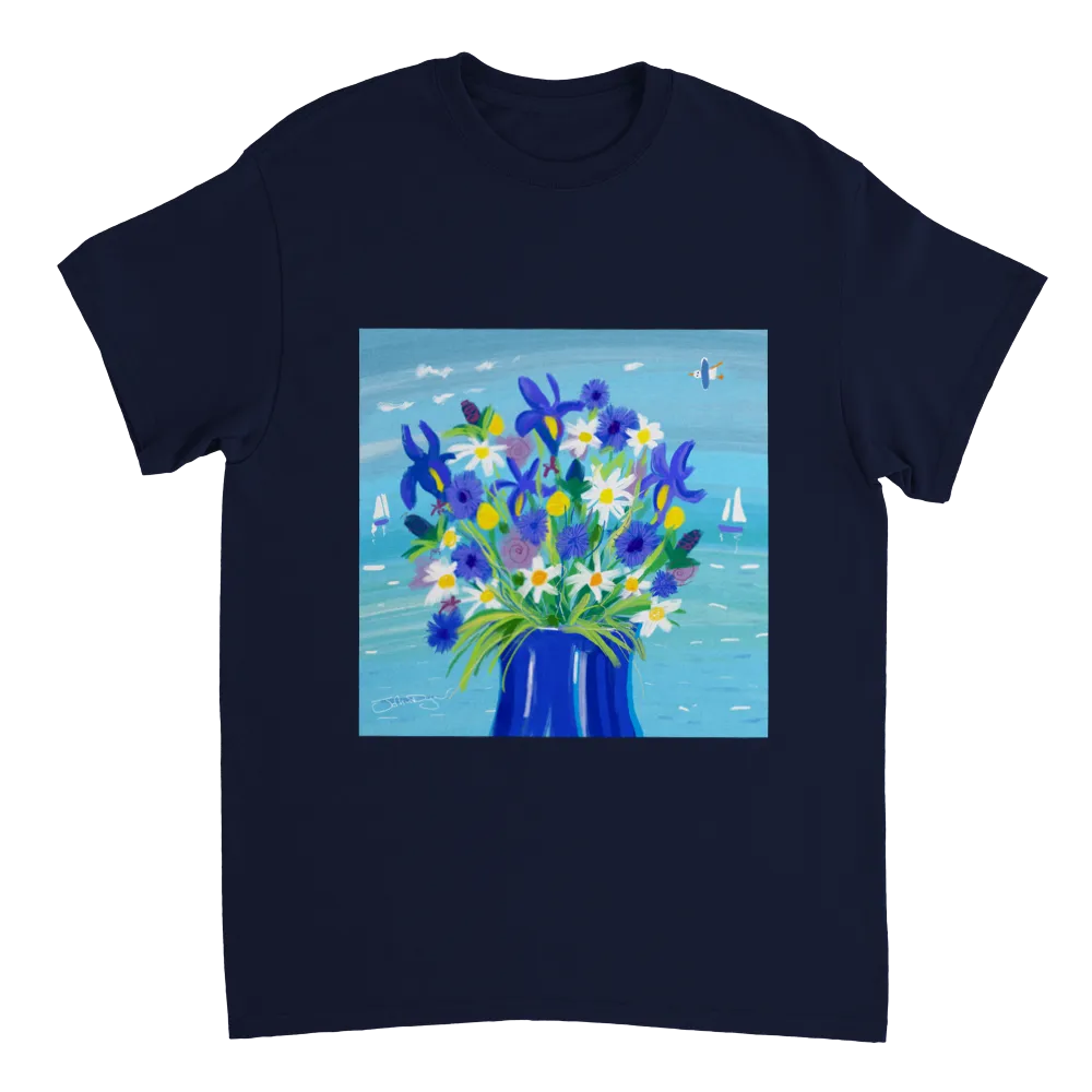 John Dyer Unisex Cornwall Art T-Shirt. 'Seaside Flowers'. Cornwall Art Gallery