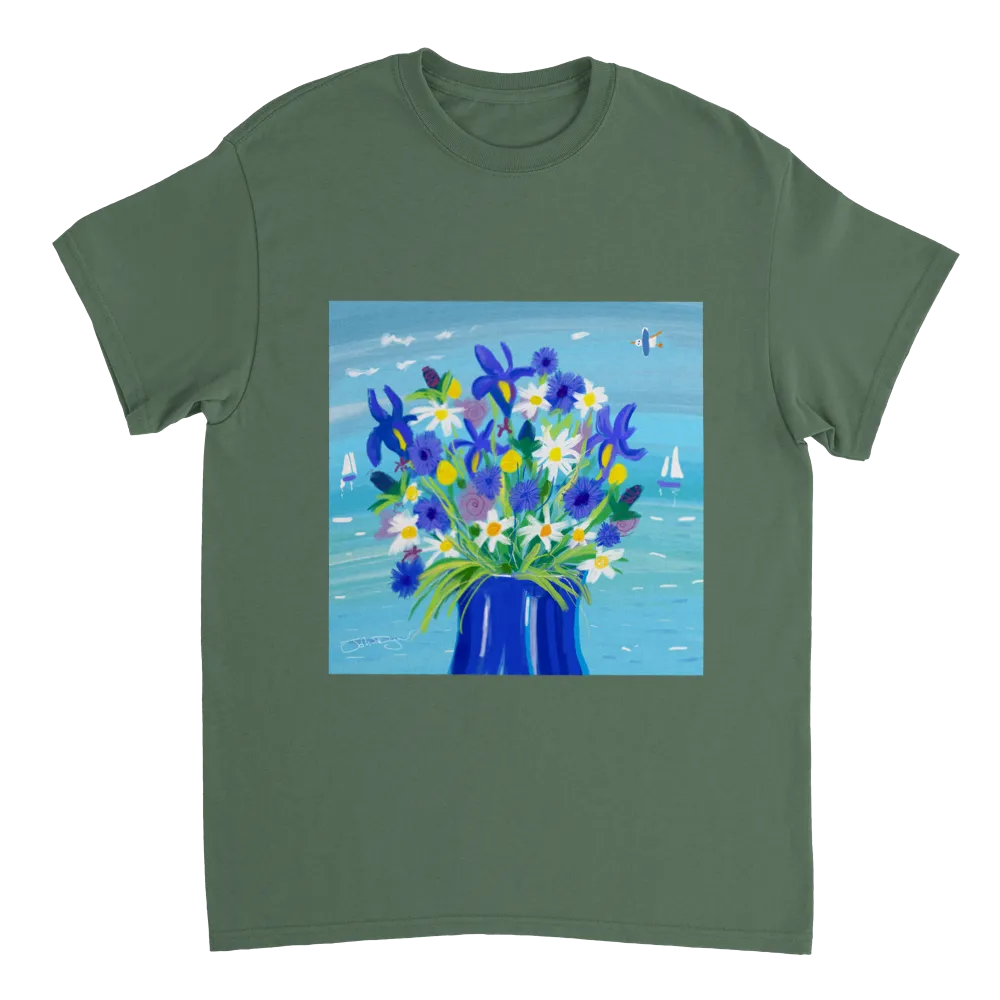 John Dyer Unisex Cornwall Art T-Shirt. 'Seaside Flowers'. Cornwall Art Gallery