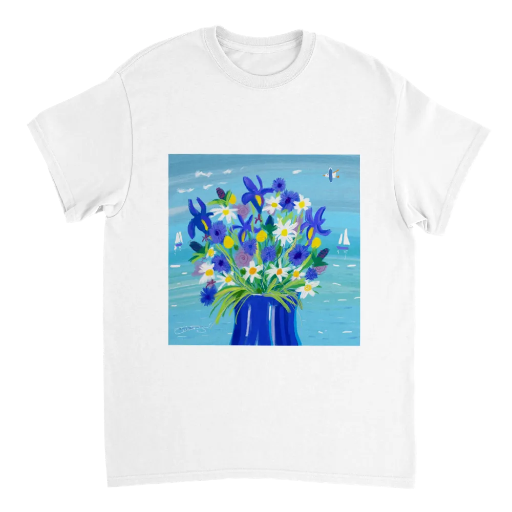 John Dyer Unisex Cornwall Art T-Shirt. 'Seaside Flowers'. Cornwall Art Gallery