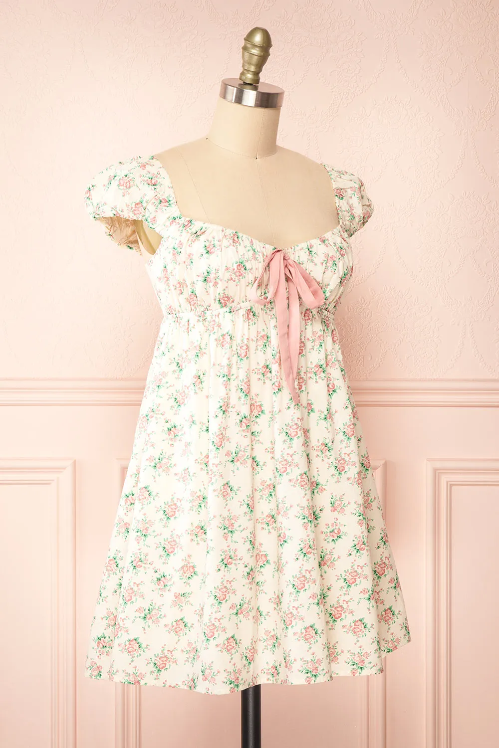 Junia | Short Floral Babydoll Dress w/ Bow