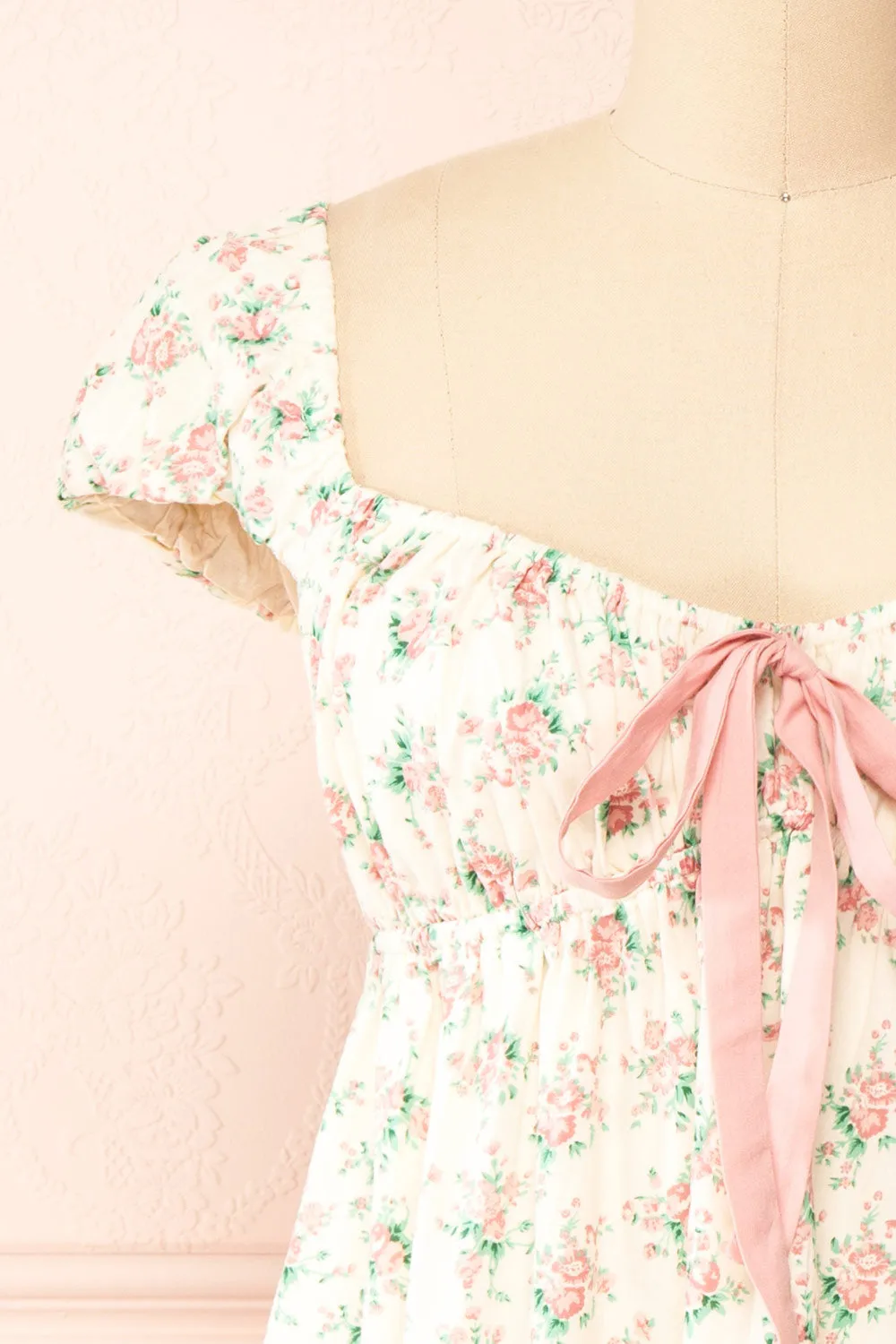 Junia | Short Floral Babydoll Dress w/ Bow