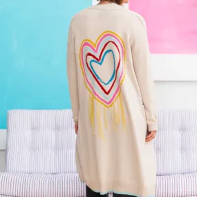 Kerri Rosenthal - Poppy's Super Long Cardigan in Rainbow Connection Ecru