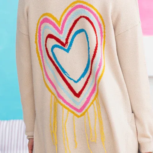 Kerri Rosenthal - Poppy's Super Long Cardigan in Rainbow Connection Ecru