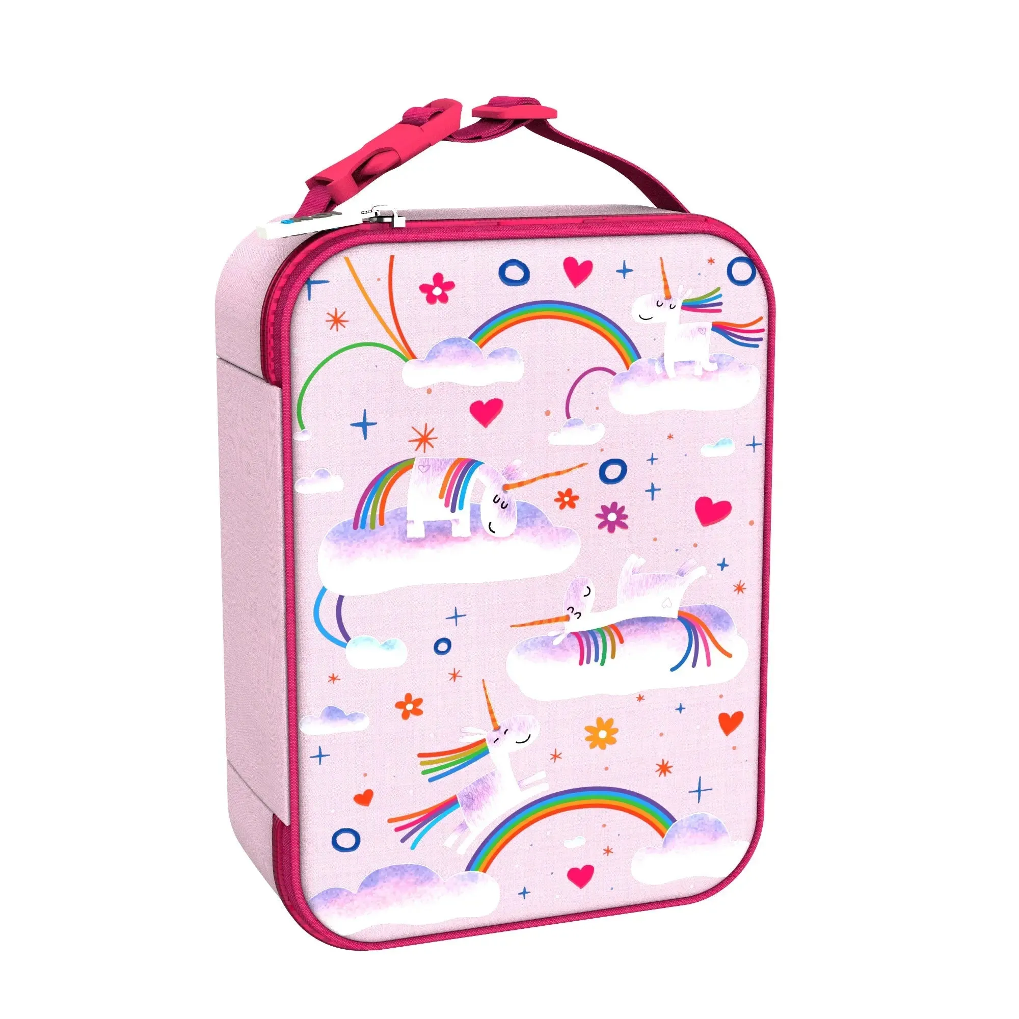 Kids Lunch Bag, Insulated, Unicorn Rainbows, Medium