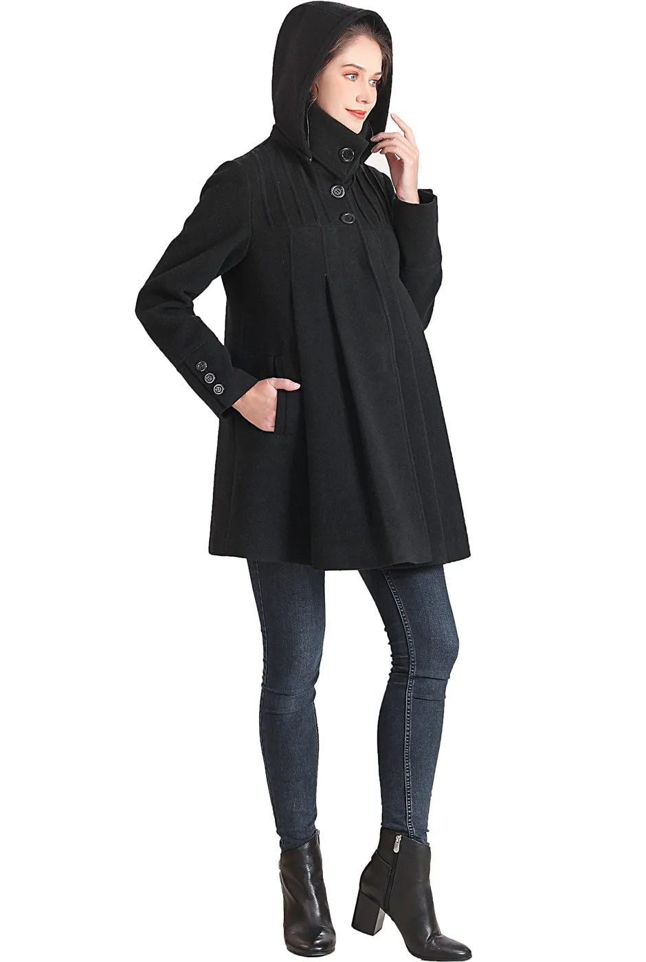 Kimi   Kai Maternity "Aela" A-Line Hooded Wool Coat