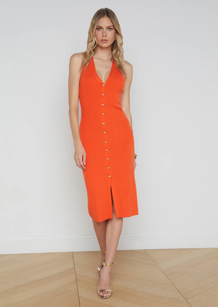 L'Agence Domino Sleeveless Dress Tangerine/Gold