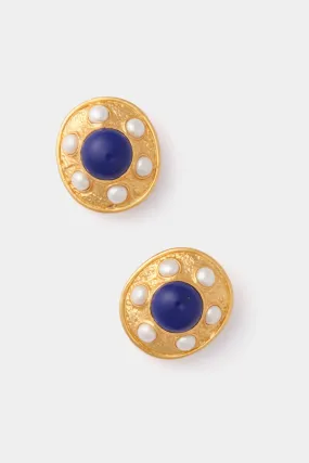 Lapis and Pearl Vivienne Earrings