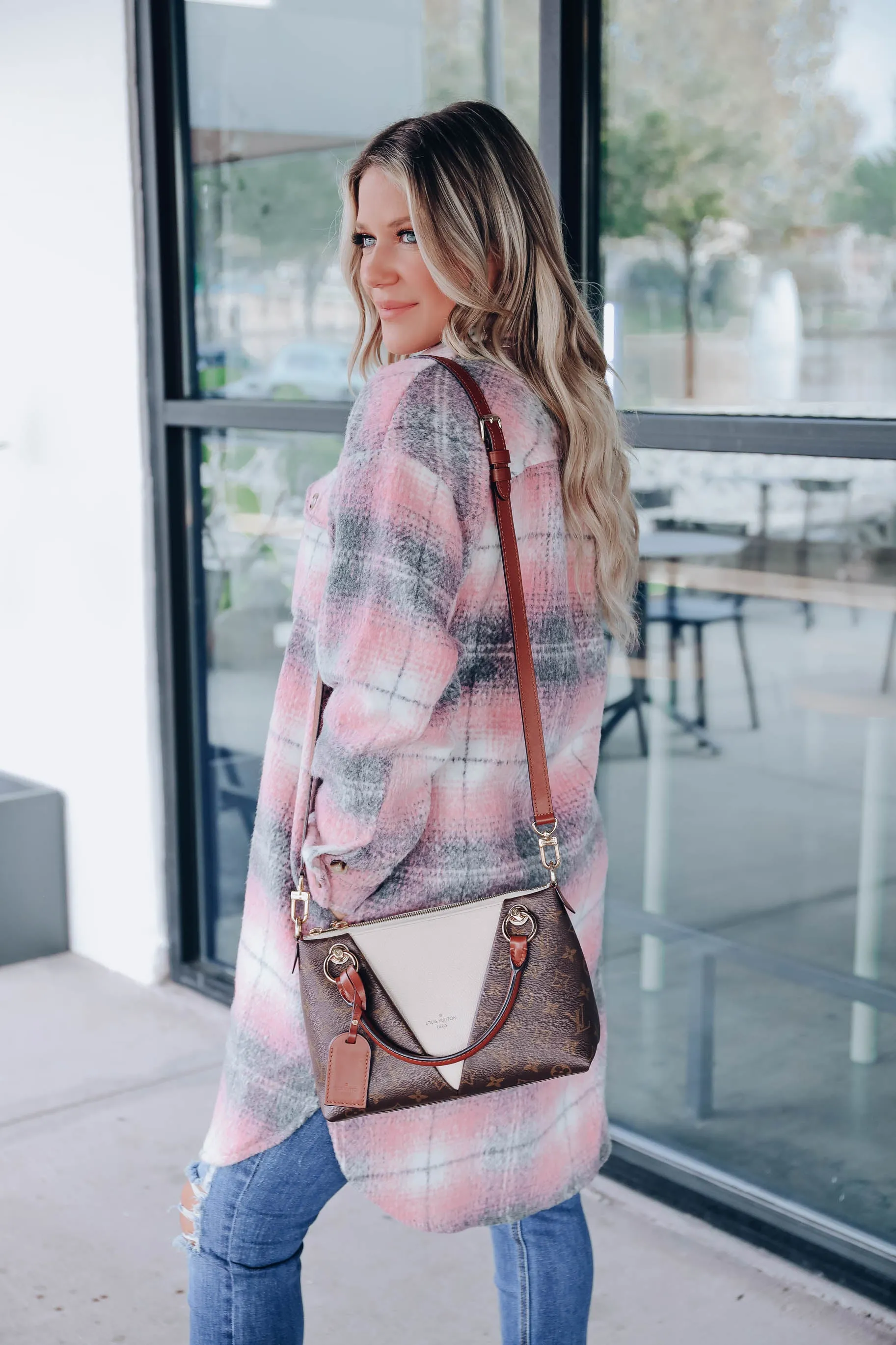 Largo Pink Plaid Longline Jacket