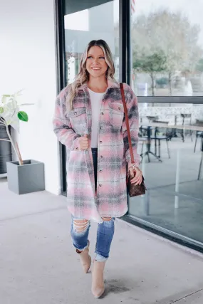 Largo Pink Plaid Longline Jacket