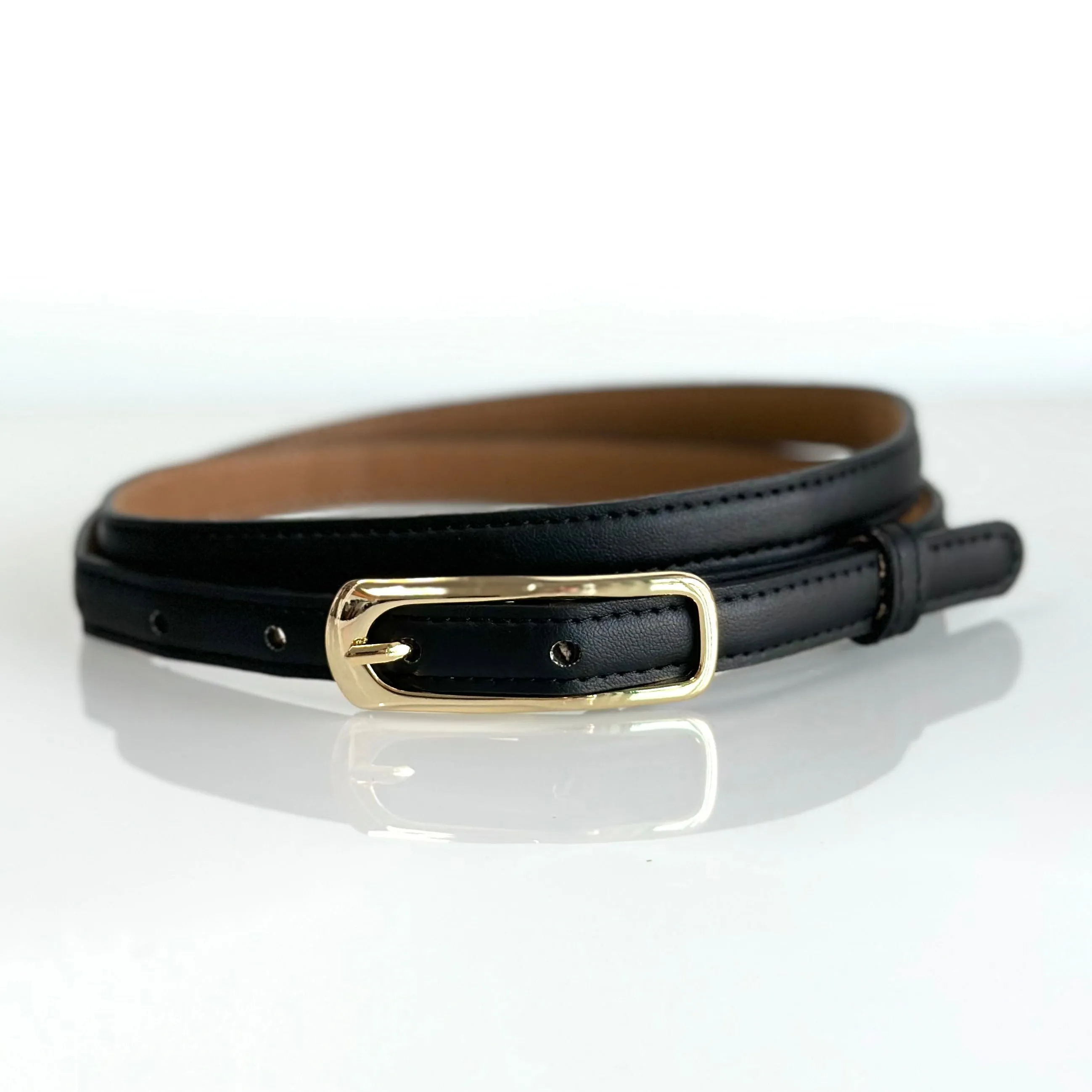 Last Chance Skinny Sculpted Buckle Belt 5/8"