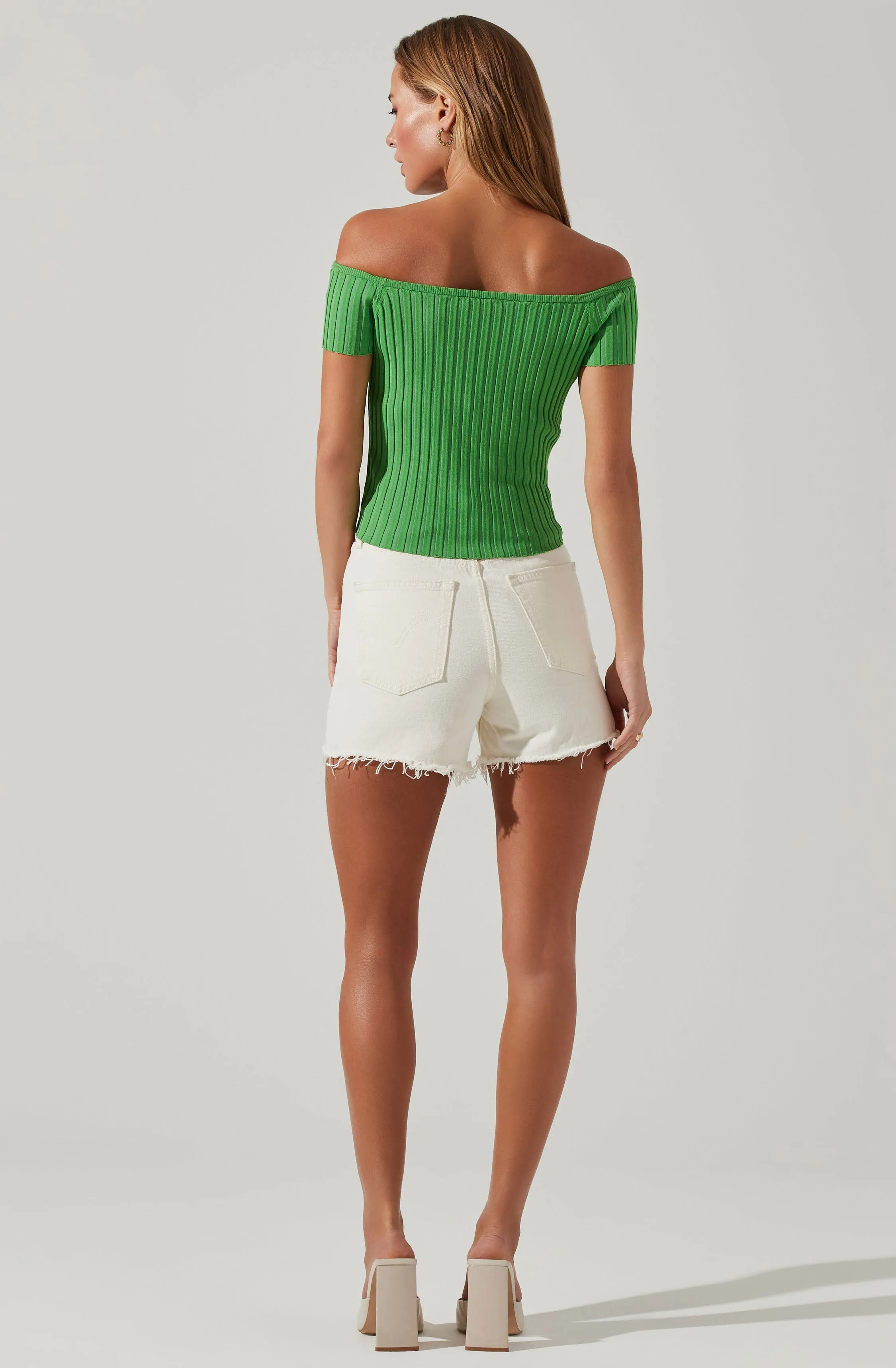 Leslie Off Shoulder Ribbed Knit Sweater