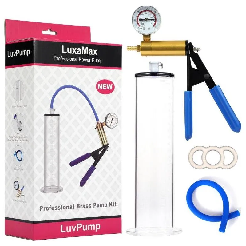 LuxaMax Brass Handle Penis Pump Set w Gauge