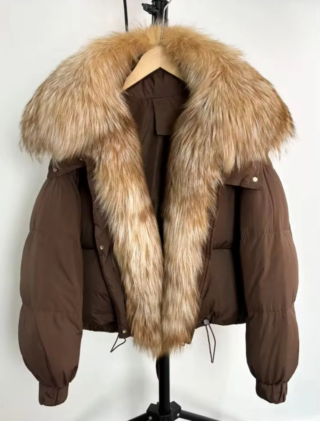 Luxe Warmth: Women's Plus Size Down Jacket with Natural Fur