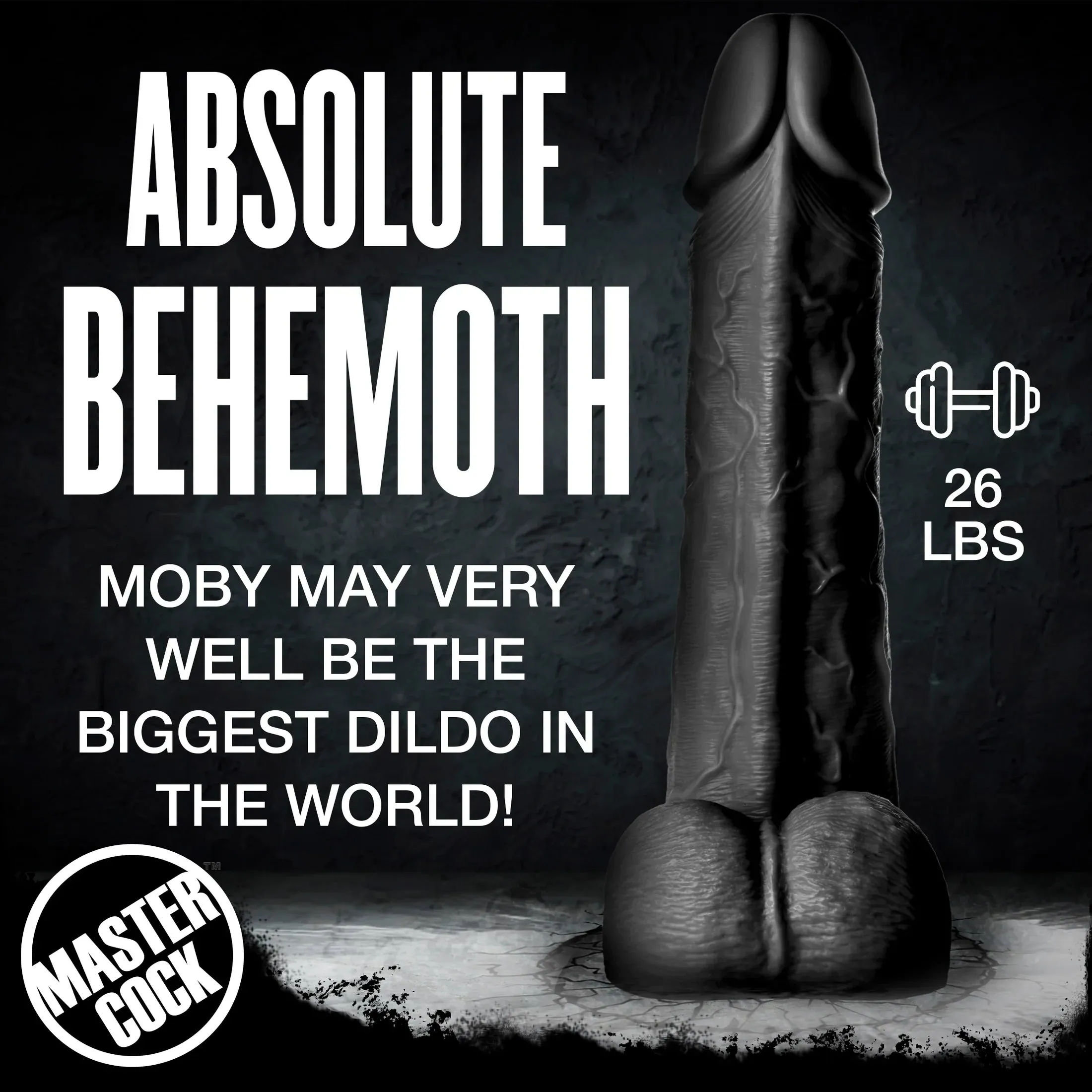 MASTER SERIES LIGHT MOBY HUGE 2 FOOT TALL SUPER DILDO BLACK