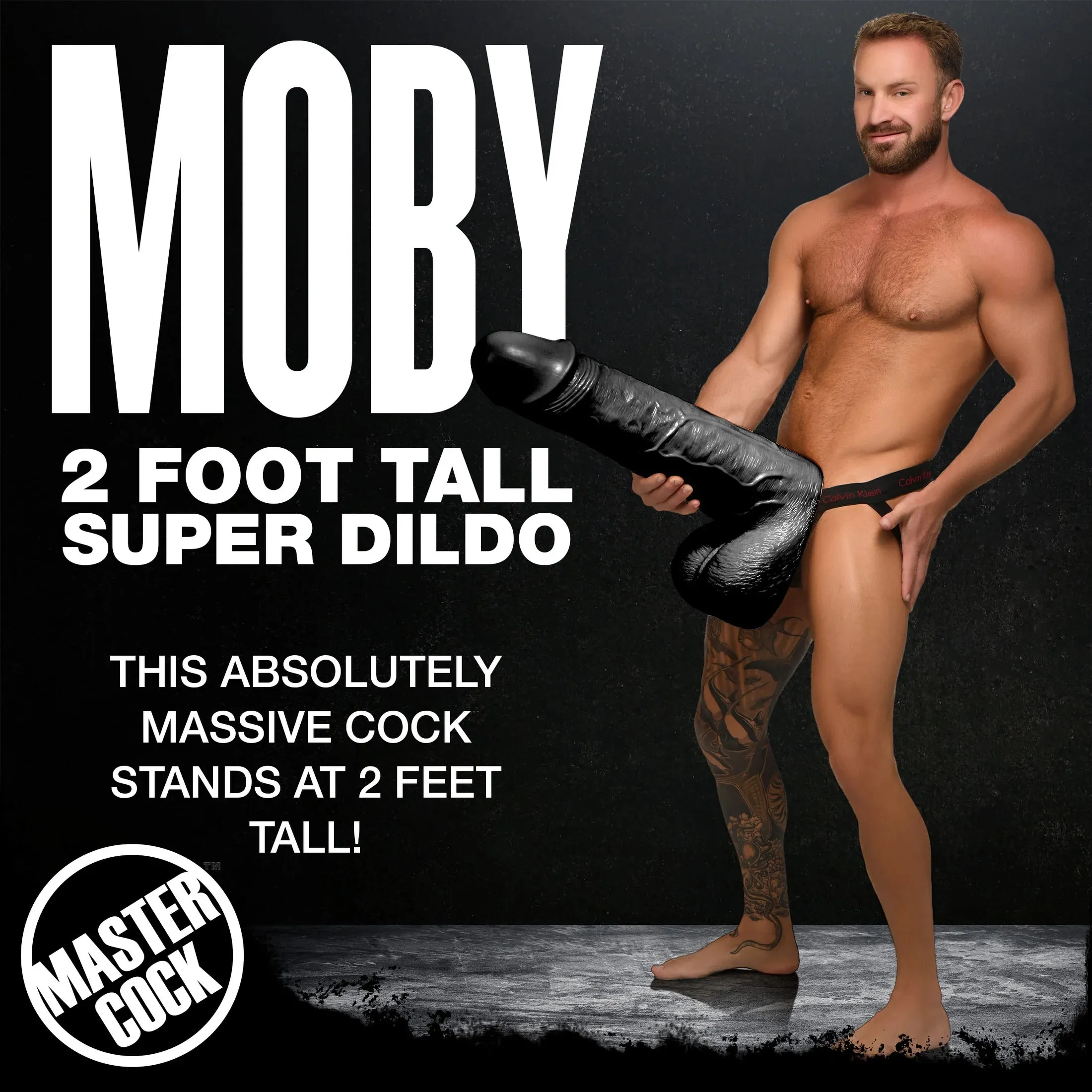 MASTER SERIES LIGHT MOBY HUGE 2 FOOT TALL SUPER DILDO BLACK