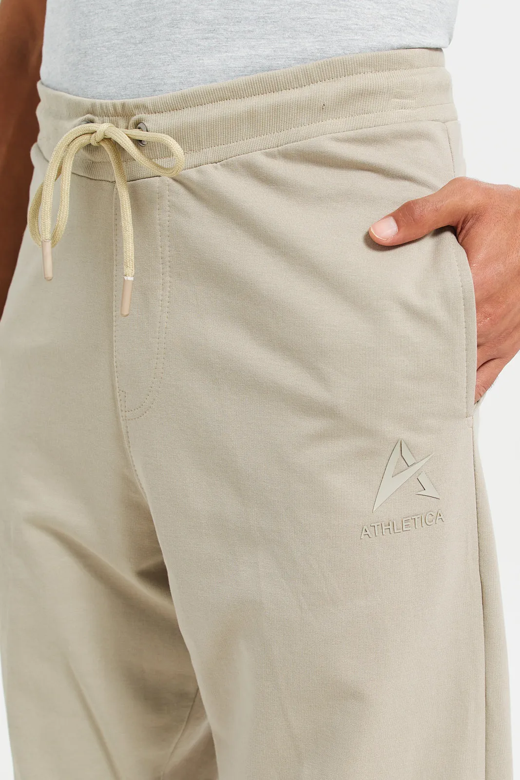 Men Beige Basic Track Pants