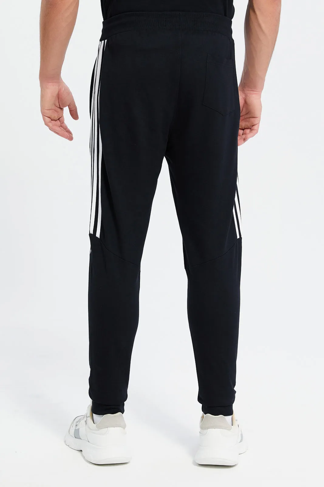 Men Black Pique Cord Active Pants