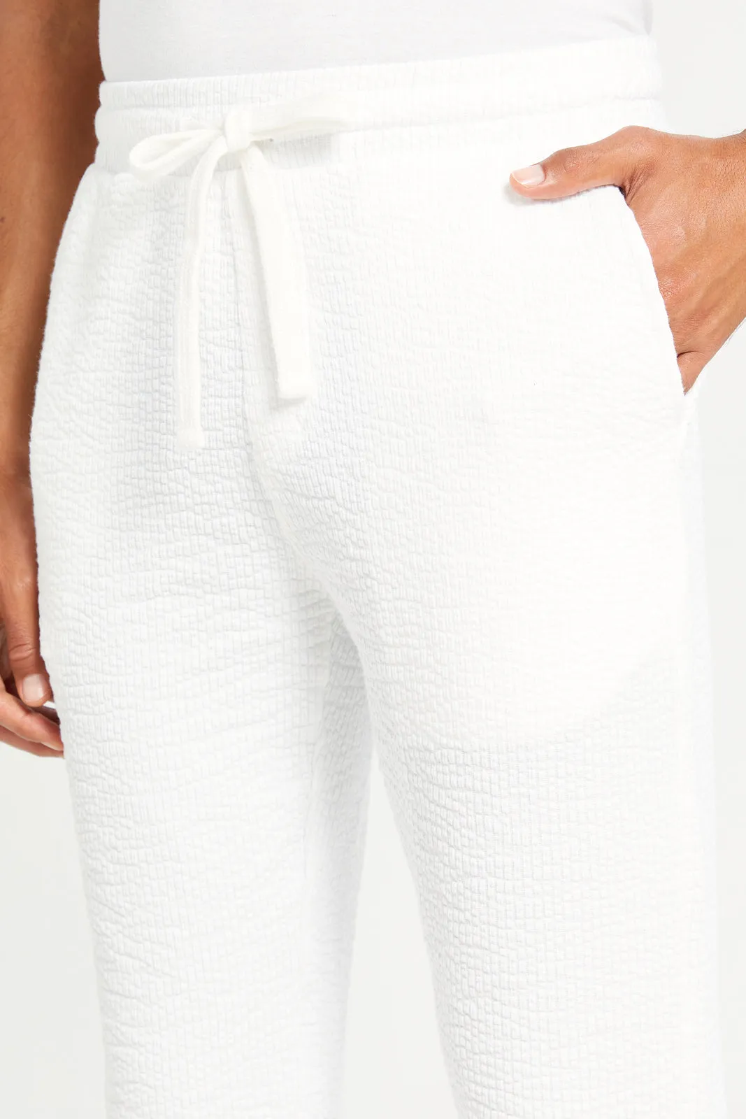 Men Ivory Jacquard Lounge Pants