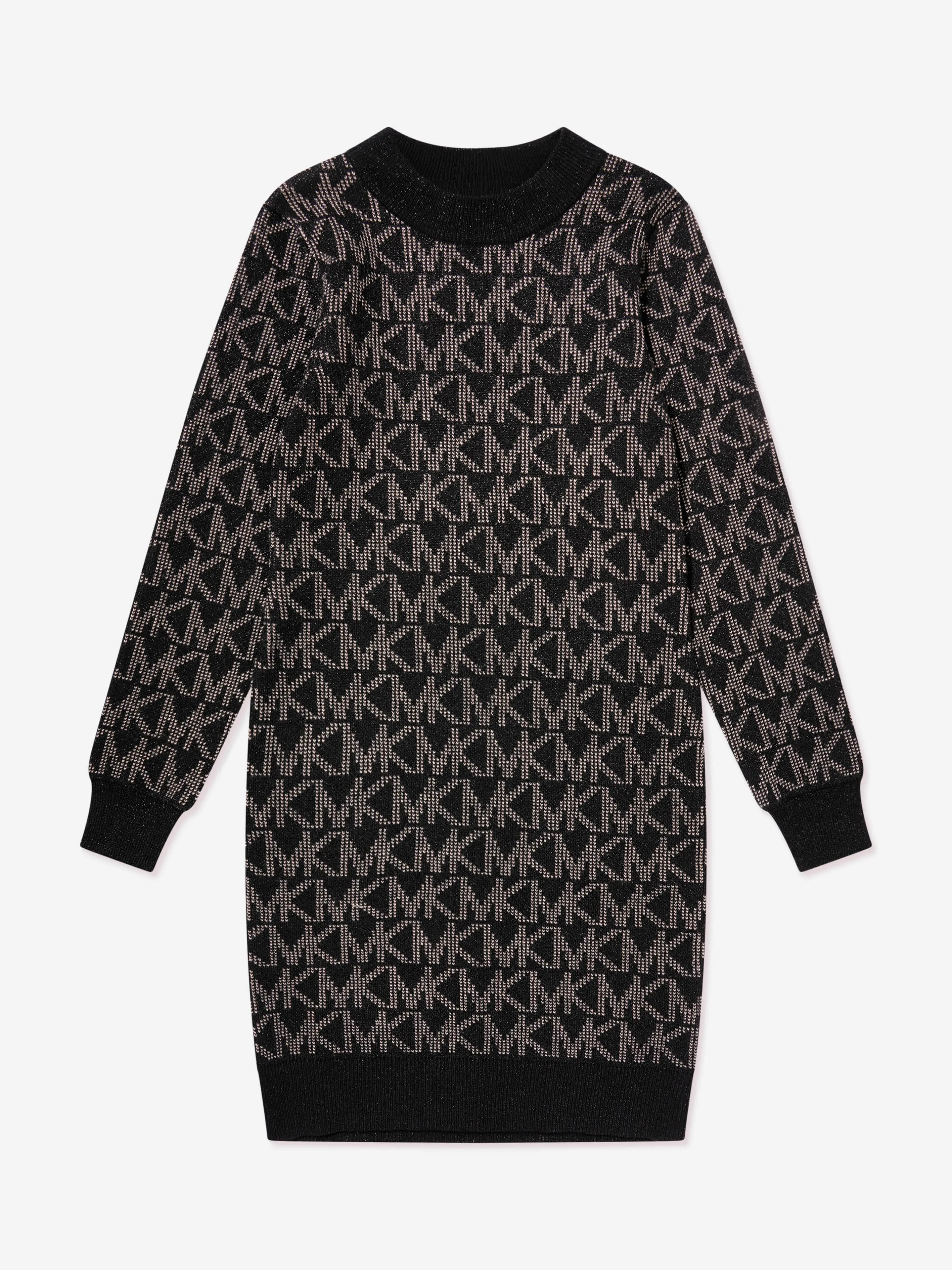 Michael Kors Girls Knitted Logo Dress in Black