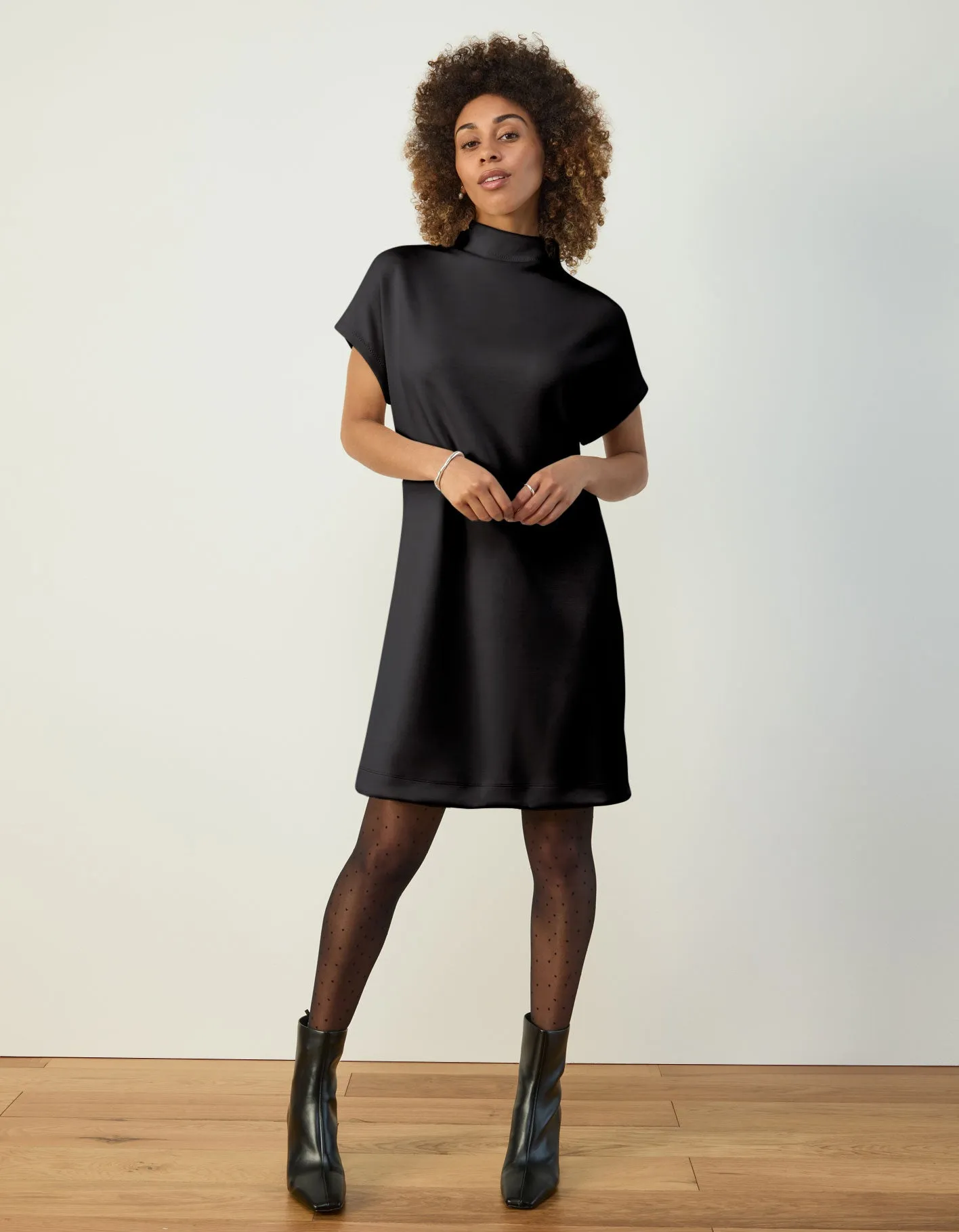 Mock Neck Shift Dress