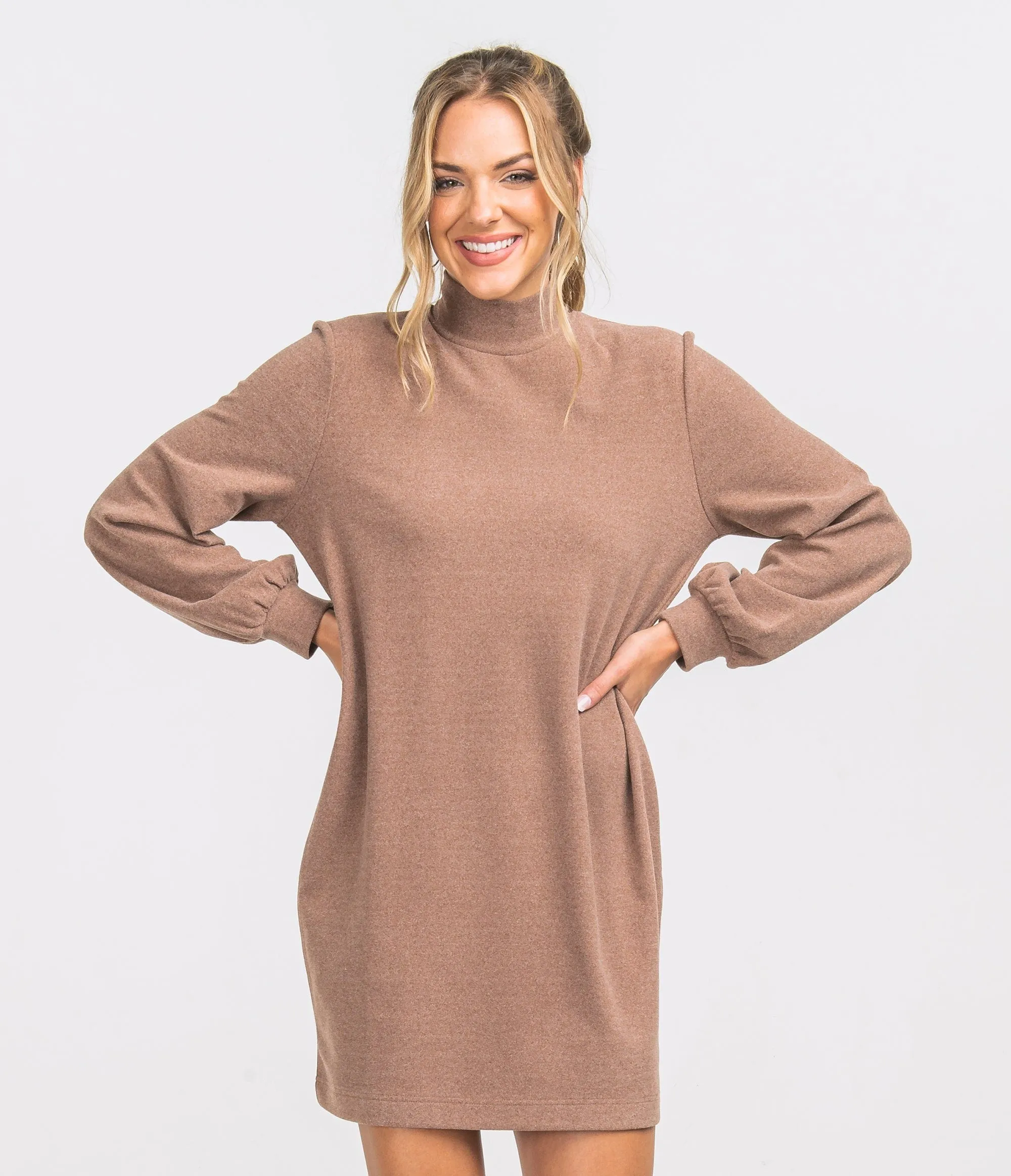 Mockneck Sweater Dress - Russet