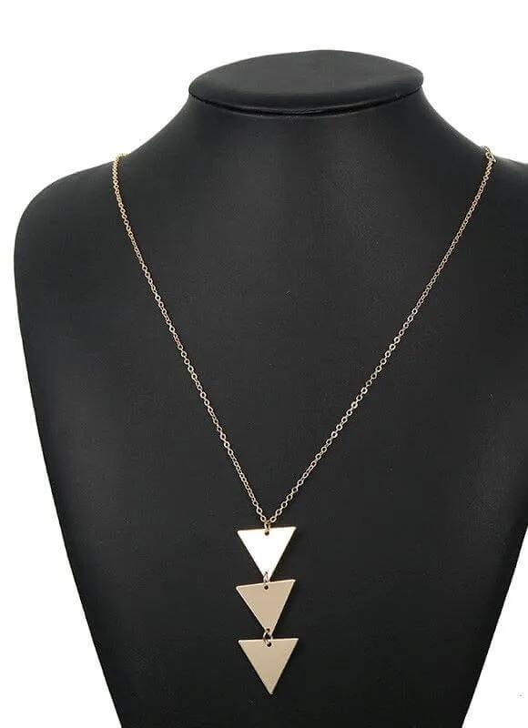 Modern Long Triangle Pendant Necklace