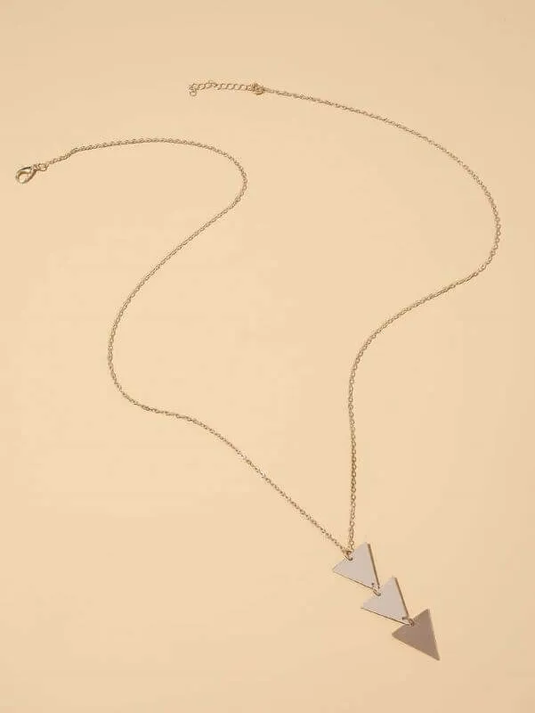 Modern Long Triangle Pendant Necklace