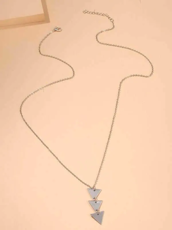 Modern Long Triangle Pendant Necklace