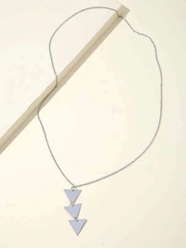 Modern Long Triangle Pendant Necklace