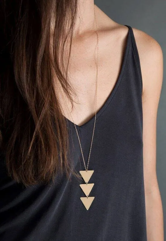 Modern Long Triangle Pendant Necklace