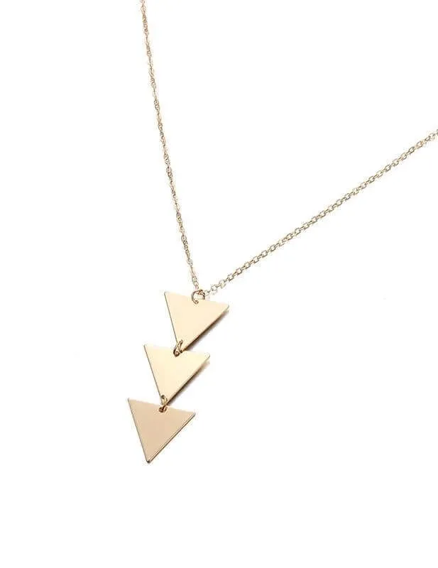 Modern Long Triangle Pendant Necklace