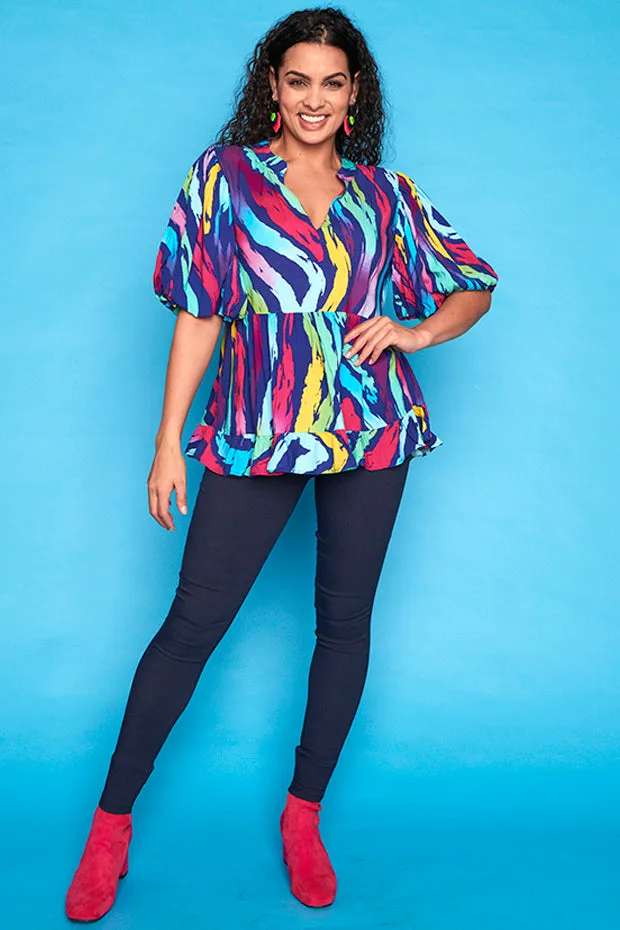 Monte Rainbow Zebra Blouse