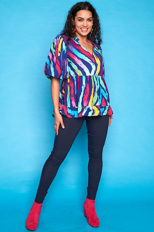 Monte Rainbow Zebra Blouse